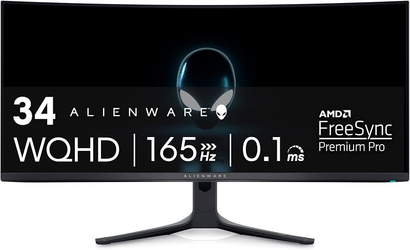 AW3423DWF Curved QD-OLED Gaming Monitor - 34-inch Quantum Dot, 0.1Ms 165Hz 21:9, 99.3% DCI-P3 Color Gamut, VESA DisplayHDR, 400, AMD FreeSync Premium Pro - Black