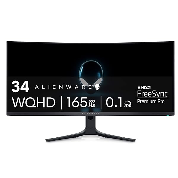 Alienware AW3423DWF Curved QD-OLED Gaming Monitor - 34-inch Quantum Dot OLED 0.1Ms 165Hz 21:9 Curved Display, 99.3% DCI-P3 Color Gamut, VESA DisplayHDR True Black 400, AMD FreeSync Premium Pro - Black