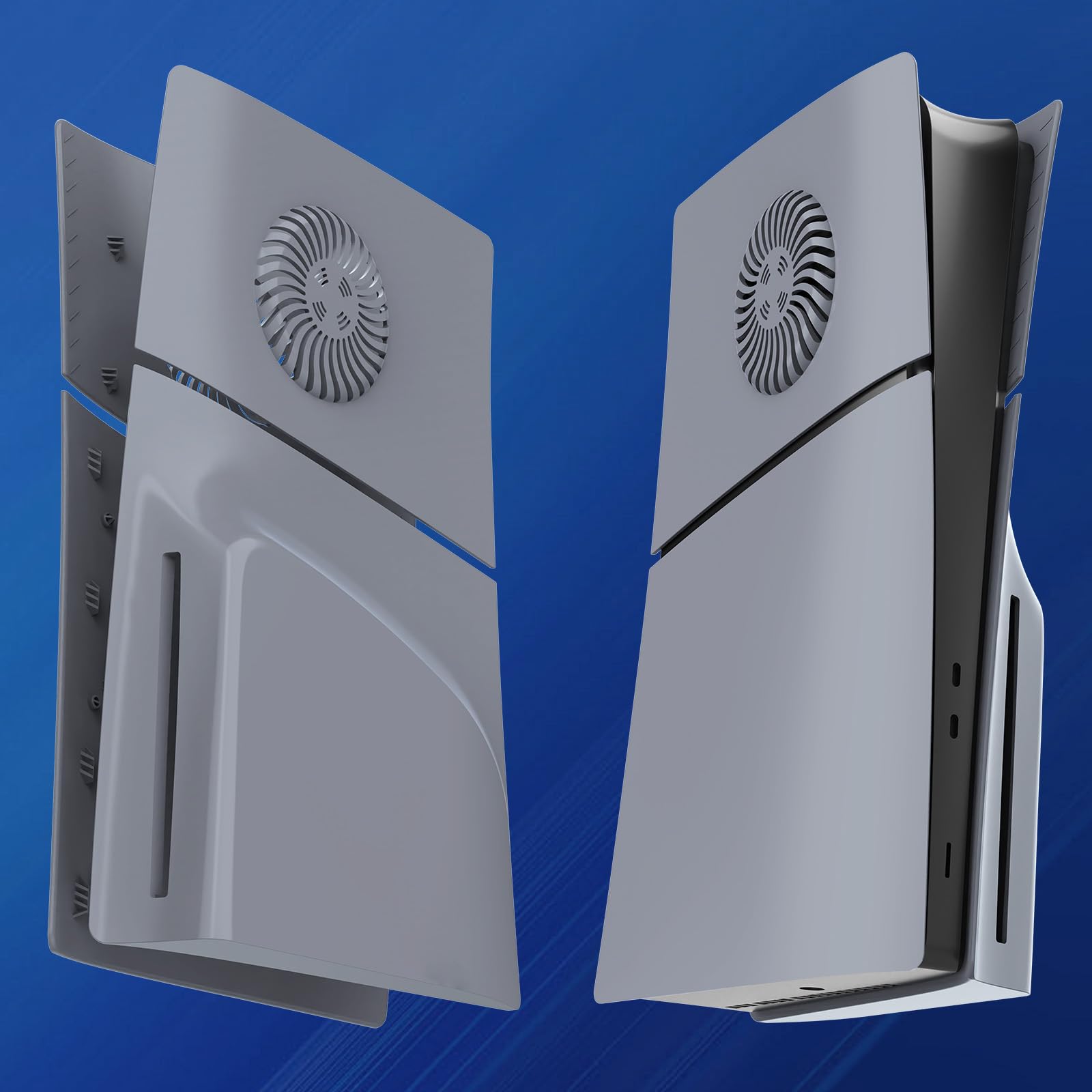 Cubierta de Placas de Repuesto para PS5 Slim Consola Edición Disco, Placas Laterales con Rejillas de Ventilación Carcasa Personalizada Funda ABS Anti-Rayaduras Accesorios, Gris — view 7