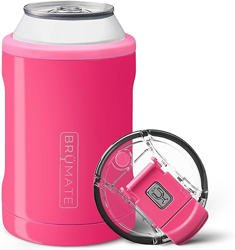 BrüMate Hopsulator Duo - Enfriador de latas 2 en 1 aislado para latas de 12 onzas + vaso 100 % a prueba de fugas con tapa, puede aislarse para