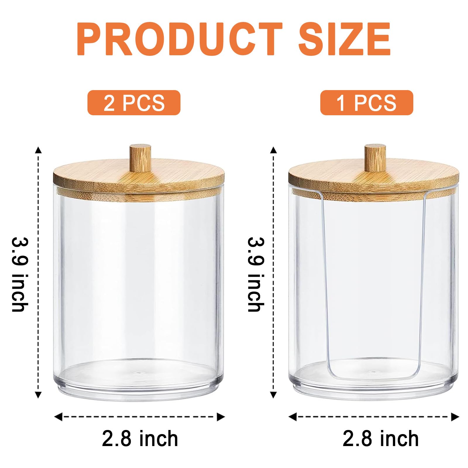 Distributeur Cotons Acrylique 3 Pièces - Organisateur Salle De Bain - Transparent Anti-poussière