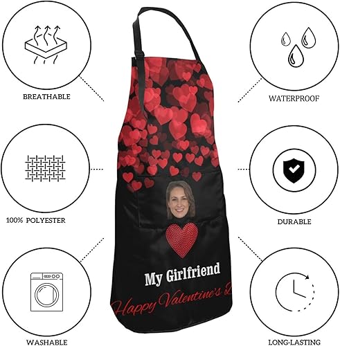 Miniatura 52 de Delantal personalizado para hombres y mujeres, delantal ajustable unisex con bolsillos, delantales personalizados para cocinero y chef Cocina