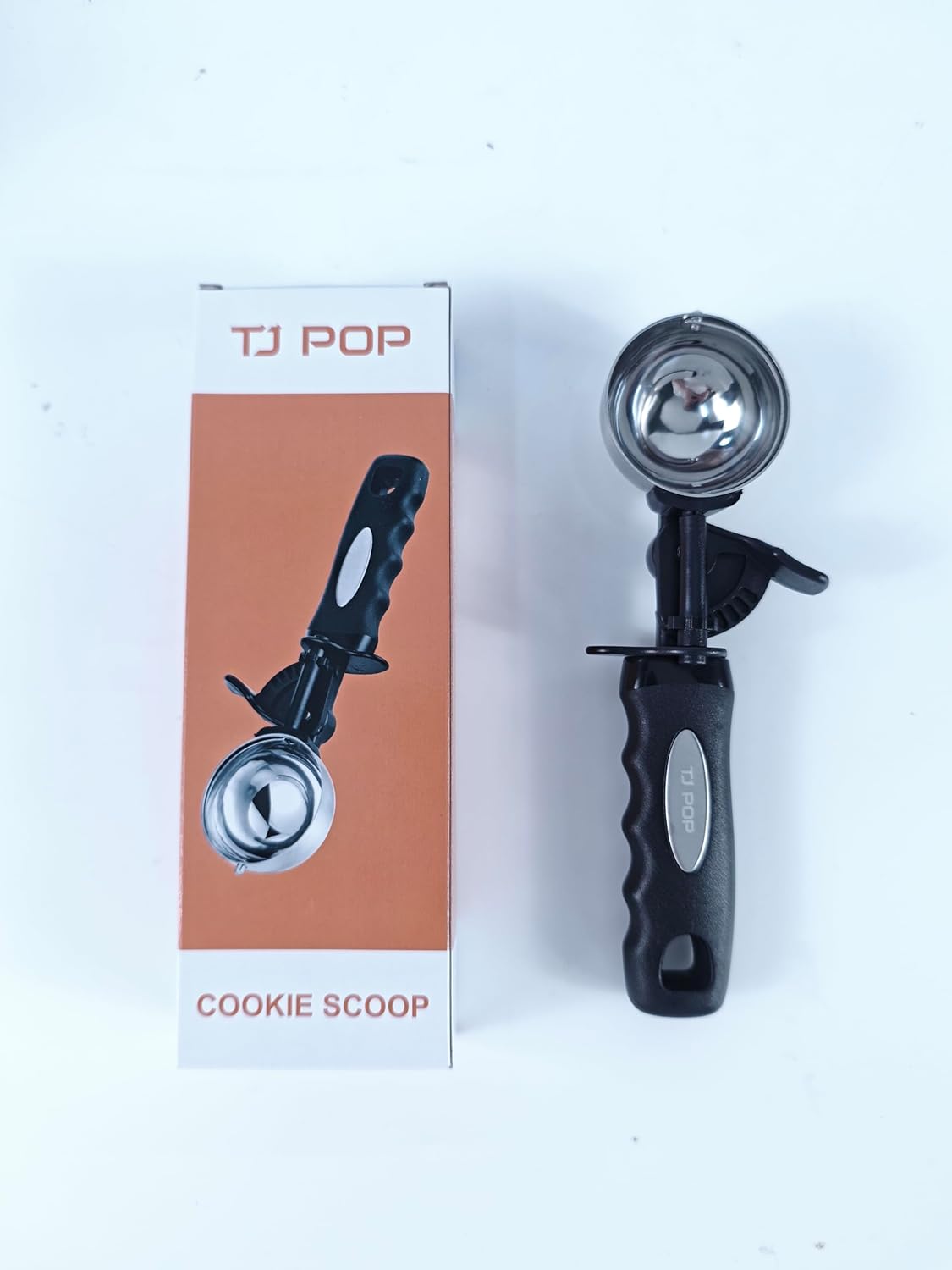 TJ POP 3.5 Tbsp Multi-Use Scoop for Cookies, Ice Cream, Dough & Melon Balling with Thumb Trigger, Ergonomic Non-Slip Grip (55mm)
