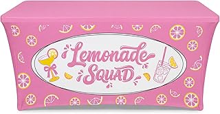 Chumia 6 ft Lemonade Pink Stand Tablecloth Stretch Spandex Fitted 1 Pcs | Printed Lemonade Design, Vendor Booth Summer Beach Picnic, Birthday Party Decor, Fresh Squeezed Theme Fitted Table Cover