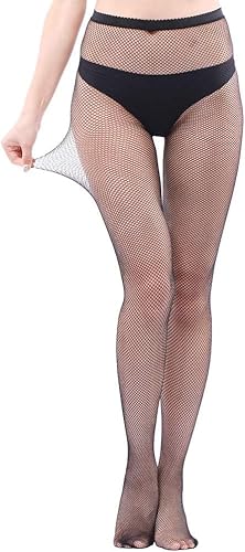 [JUICYCRACY] 4 pares de meias arrastão femininas sensuais, Preto, P