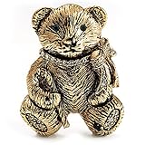 Avalaya Vintage Crystal Teddy Bear Brooch (Antique Gold Tone)