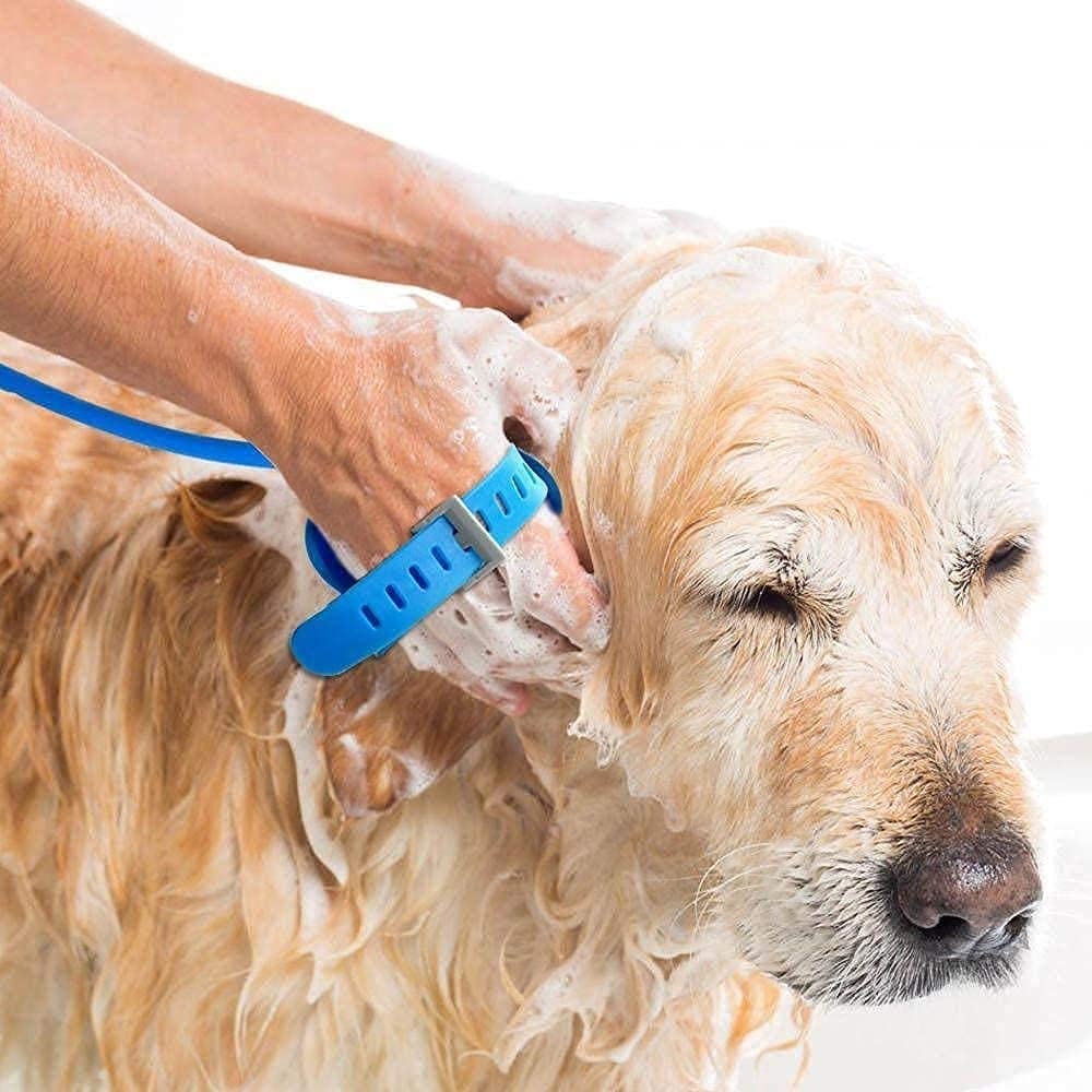 Barasti Silicone Pet Shower Sprayer Brush 3 in 1 Dog Bathing Tool with Hose and Faucet Adapter Adjustable Pet Bath Glove for Washing and Grooming