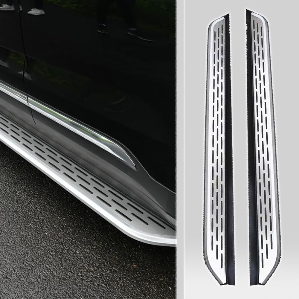 2pcs Accessories Aluminum Silver Long Grain Side Step fit for Chevy Captiva 2018-2025 Running Board Pedal SUV car Black Panel Nerf Bar Silver Border(with Brackets)