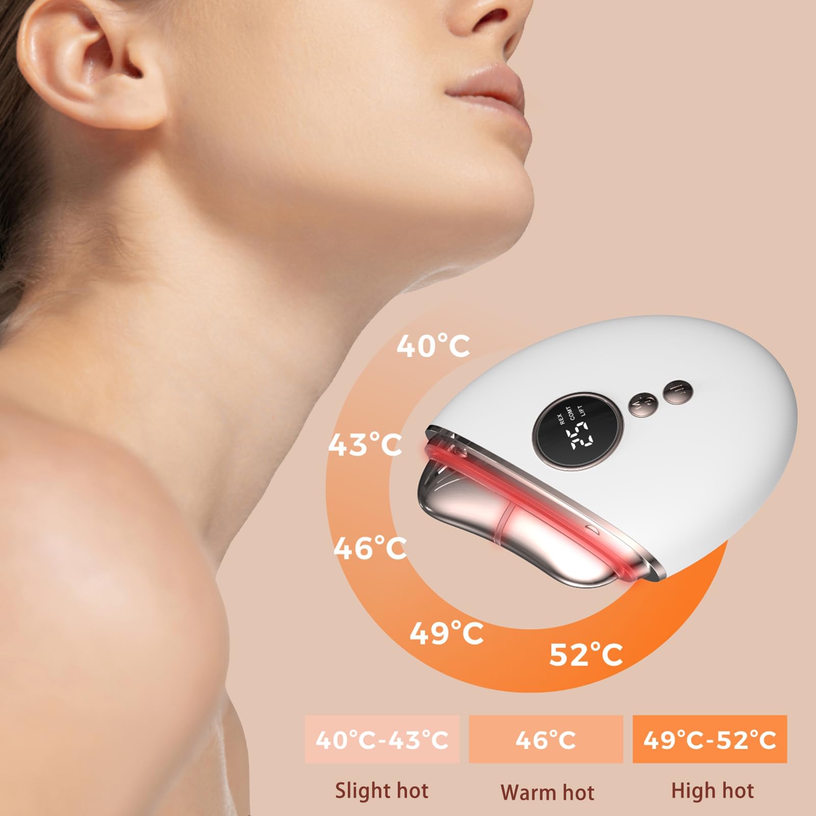 EMS Gua Sha Gesichtsmassagegerät,Gua Sha Elektrisch mit Vibration & Wärme,LED Blau, Grün & Rotlicht Face Lifting Gerät Face Massager für Gesicht Anti Falten Anti Aging
