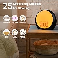 Vista 3 de Reloj despertador de amanecer para niños, durmientes pesados, dormitorio con simulación de amanecer, puesta de sol, ayuda para dormir, alarma dual