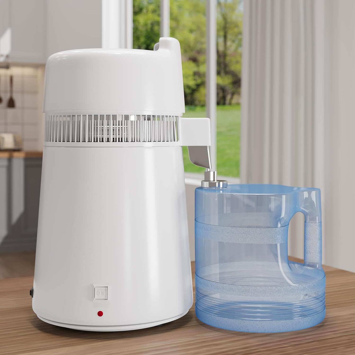 Distillateur d‘eau 6L,1 litre par heure,900W Machine à eau distillée avec Arrêt automatique,Élimination des impuretés,Intérieur Acier 304,Purificateur d’eau Portable Pour Maisons,Bureau,Voyages(Blanc)