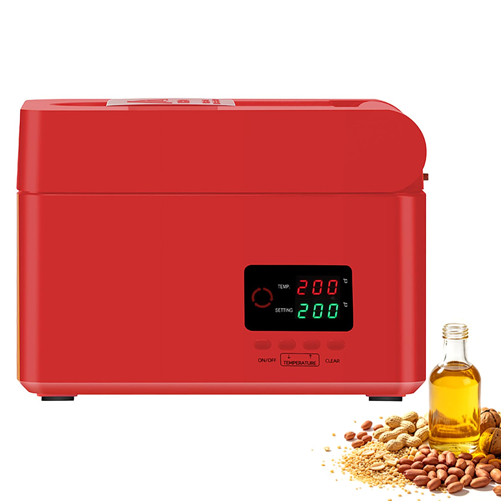 Eoweiot Smart Cold and Hot Oil Extractor, 820W Automatic Oil Press Machine, 4-6kg/h Capacity, Temperature Range 40-230°C, for Olive (Red)