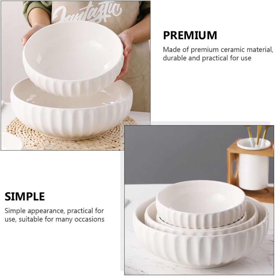 Toddmomy White Pumpkin Soup Basin Ceramic Thick Wall Halloween Season