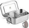 GOLDEN KEY Stainless Steel Lunch Box for Kids,BPA Free Bento Box for Kids with Leakproof Condiment Container,3 Compartment Bento box for School and Eating Out,Freezer & Dishwasher SafeBrown