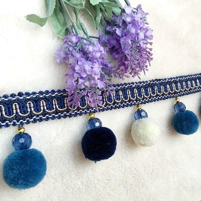 Ozdoby z frędzlami, Koraliki wiszące kulki frędzle, przycinanie frędzli(Dark Blue)