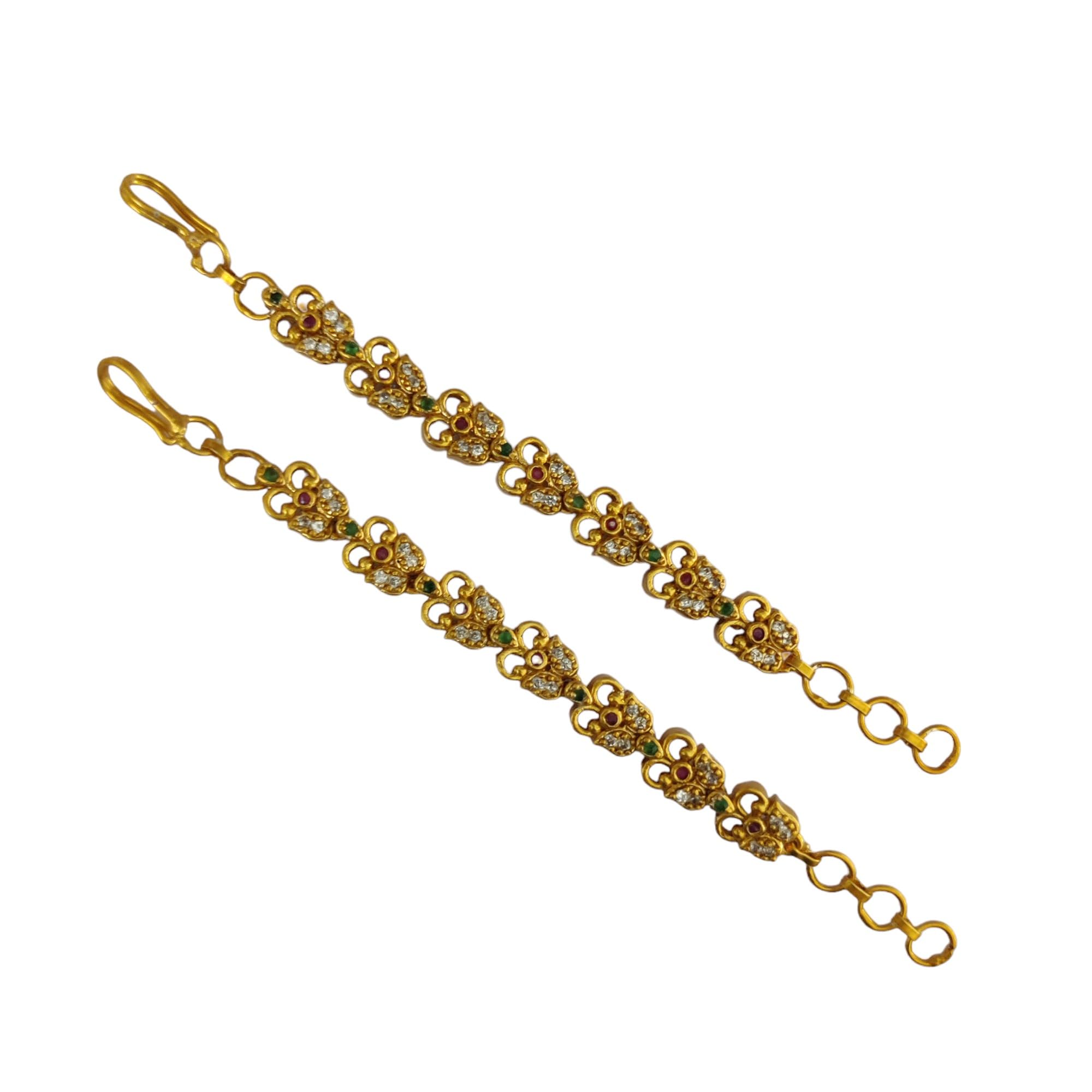 opal touch Brass Gold Plated Starry Nocturne Matil - Red-Green-White Matte Plated Black with Cubic Zirconia/American Diamond | Versatile Accessory Suitable For Various Occasions - Free Size-picture-30