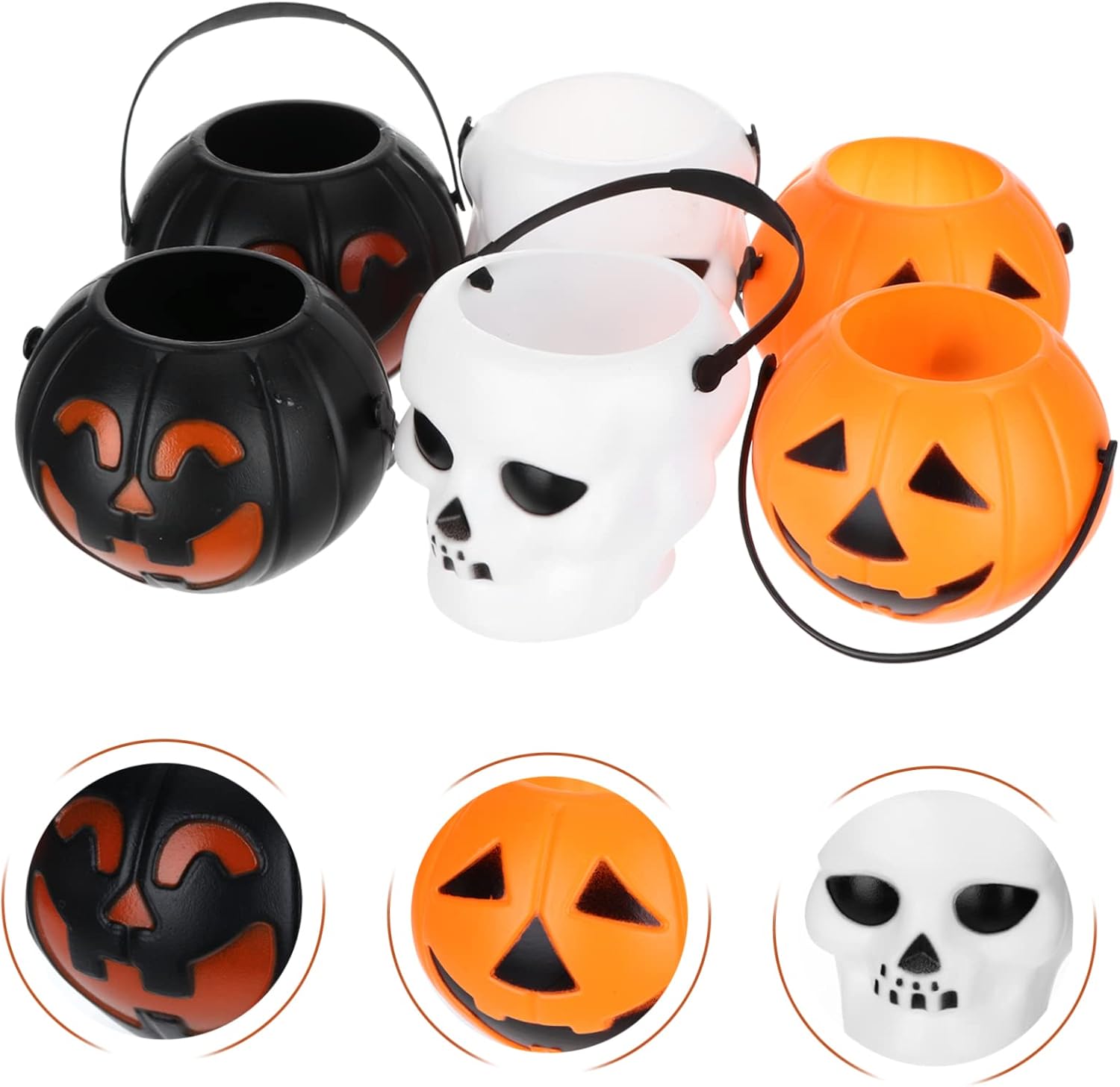 18pcs Portable Candy Containers for Boys and Girls Halloween Skeleton and Witch Buckets for Treats and Snacks Lightweight Candy Storage for Parties and Trick-treating