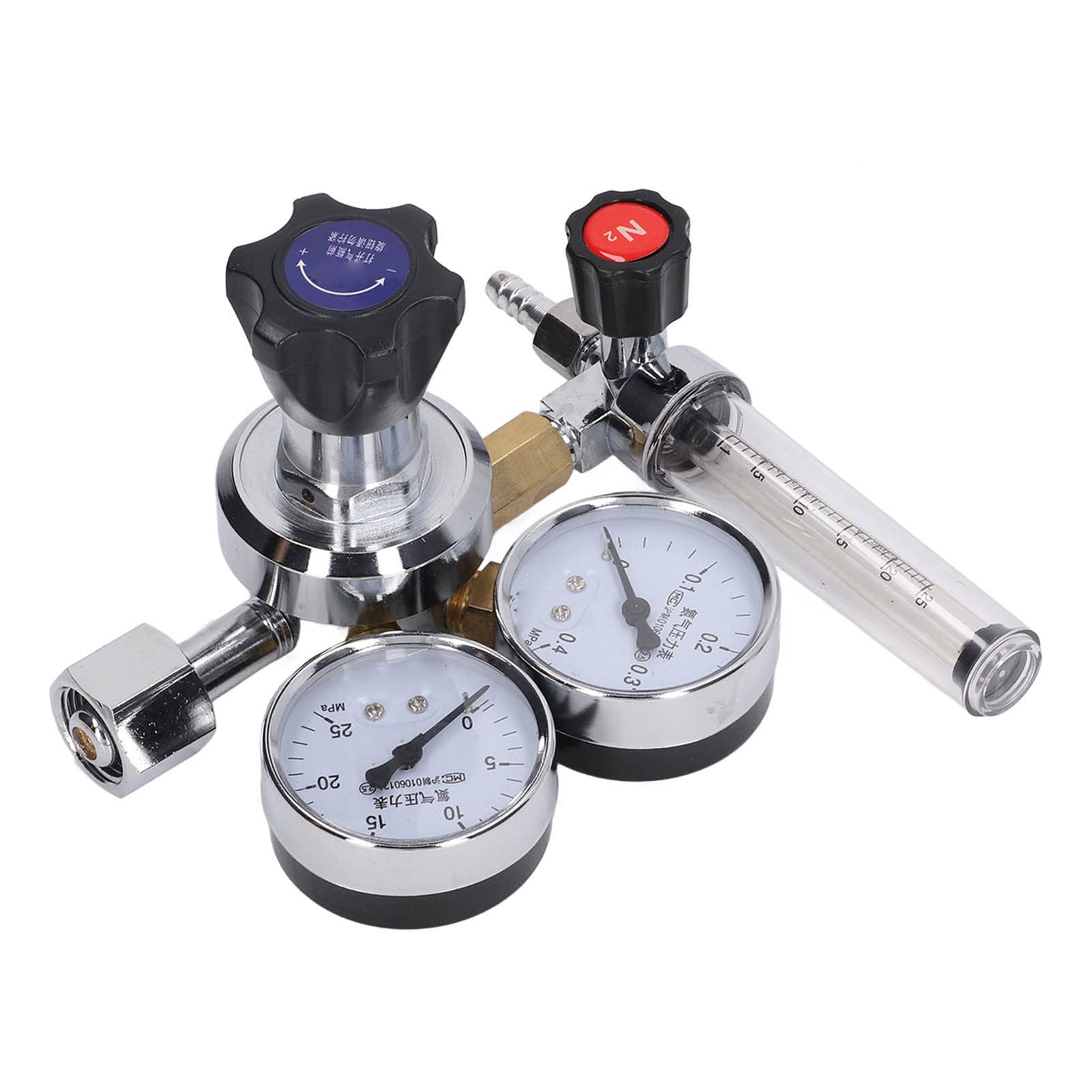 Oumefar Válvula Reguladora de Gas Nitrógeno, Válvula de Latón, Control de Alta Precisión para Laboratorio, Fabricación Industrial, 1 Reguladora de Gas Nitrógeno