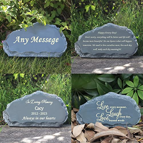 Generic Personalized Rockery Memorial Garden Stones Laser Engraved with Any Message, Decorative Garden Stepping Stones Memorial Plaque Stones Yard Welcome Landscape Rockery Indoor Outdoor Decoration