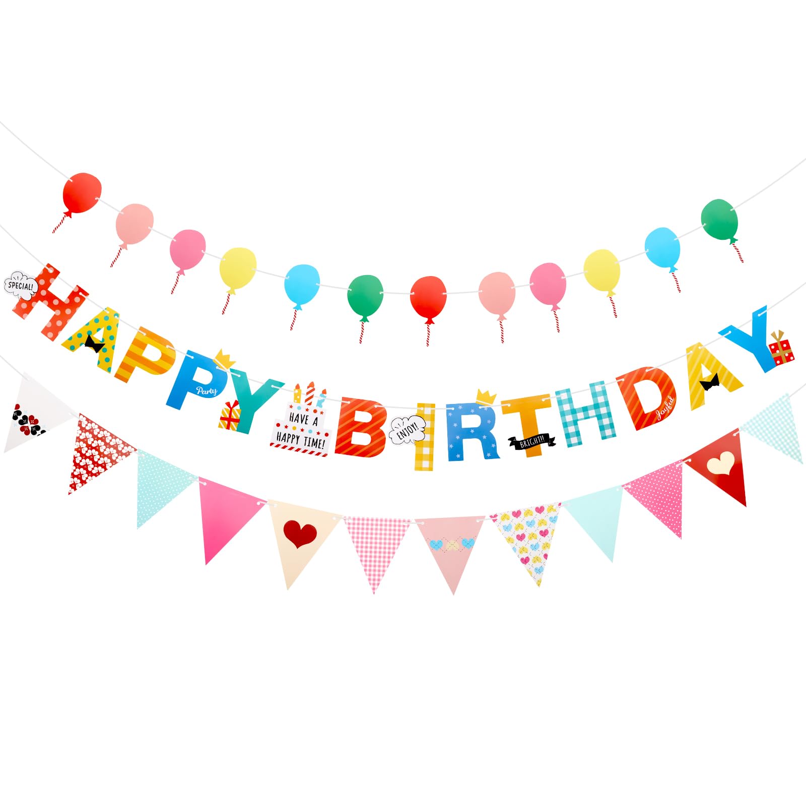 Exipsat Geburtstagsdeko Set, Happy Birthday Girlande, Regenbogen Deko und ternbanner für Kindergeburtstag und alle Geburtstagspartys
