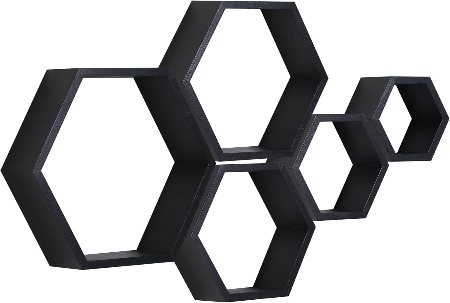 PHOENANCEE Set of 5, Hexagon Floating Shelves, Wooden Wall Mounted