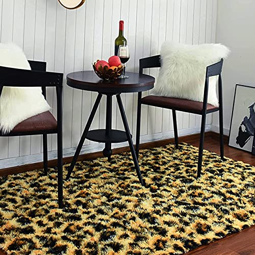 Benron Fluffy Cheetah Rugs For Living Room, Black Yellow Leopard Rugs 4X6 Ft, Soft Shaggy Rugs For Bedroom Cheetah Print For Kids Girls Nursery Alfombras Para Salas #TOP6