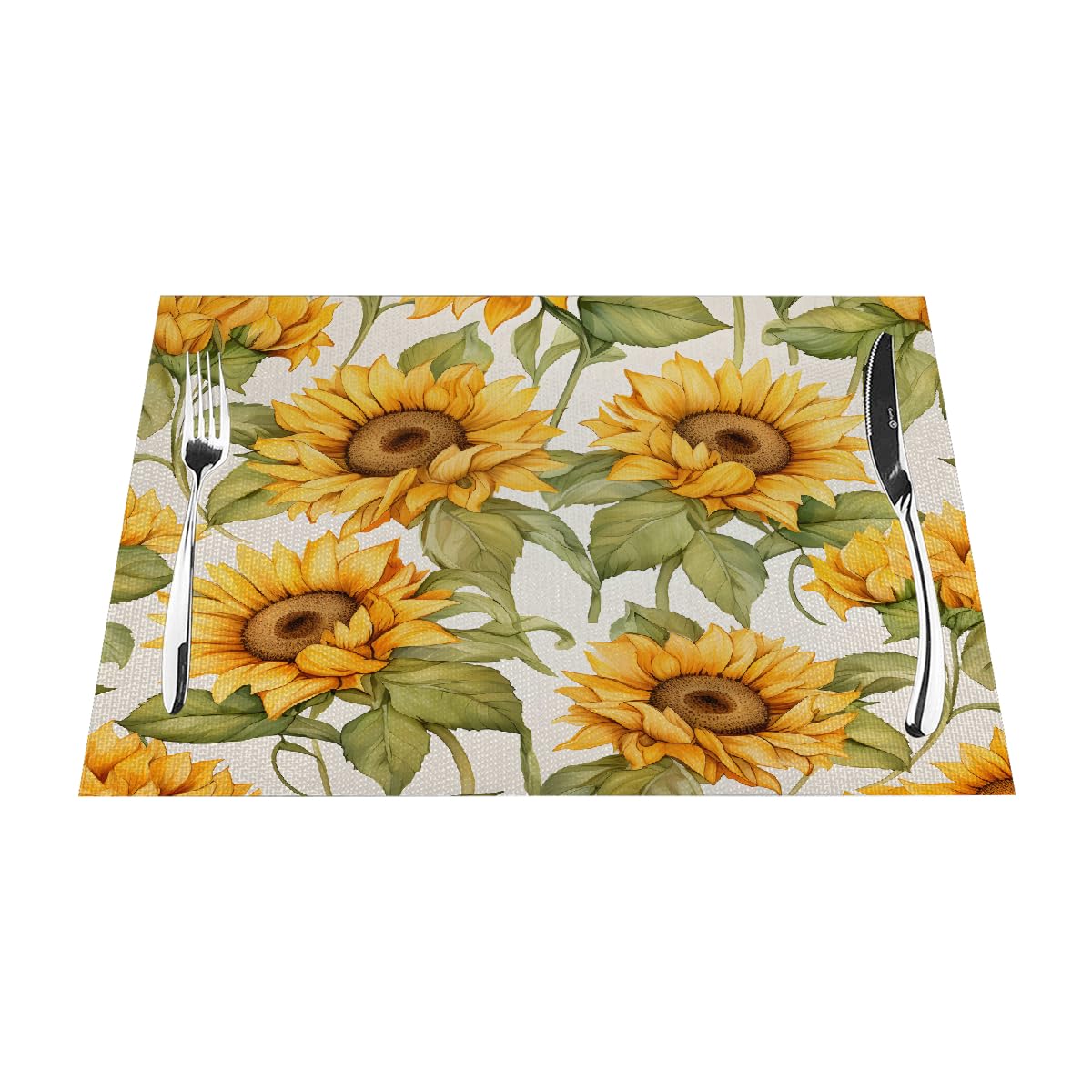 Non-Slip Plistic PVC Placemats,Sunflower Easy Clean Place Mats, Indoor/Outdoor Washable Placemat for Party Kitchen Dining Decor