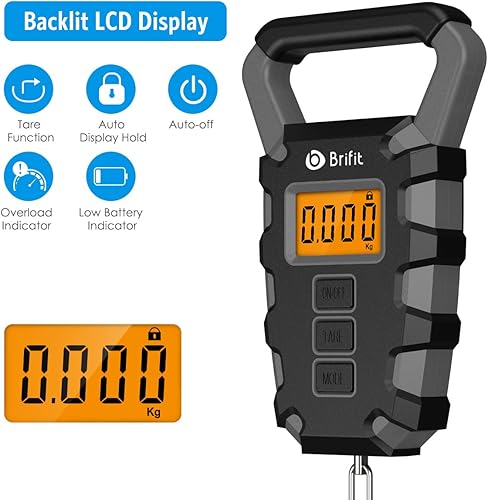 Miniatura 2 de AMIR Báscula de equipaje con gancho, báscula digital de pesca de 110 libras110.2 lbs, báscula eléctrica portátil para colgar con mango grande, 3