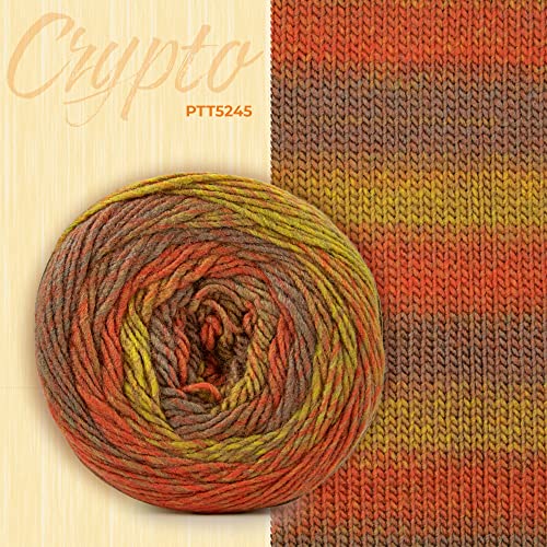 Image of Ganga Acrowools Crypto -100% Acrylic Yarn, Hand Knitting and Crochet Yarn, Pack of 2 Balls - 100gm Each. Shade no - PTT5245