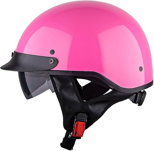 1Storm Casco de media cara para motocicleta, ciclomotores, scooter, piloto con visera ahumada interior retráctil