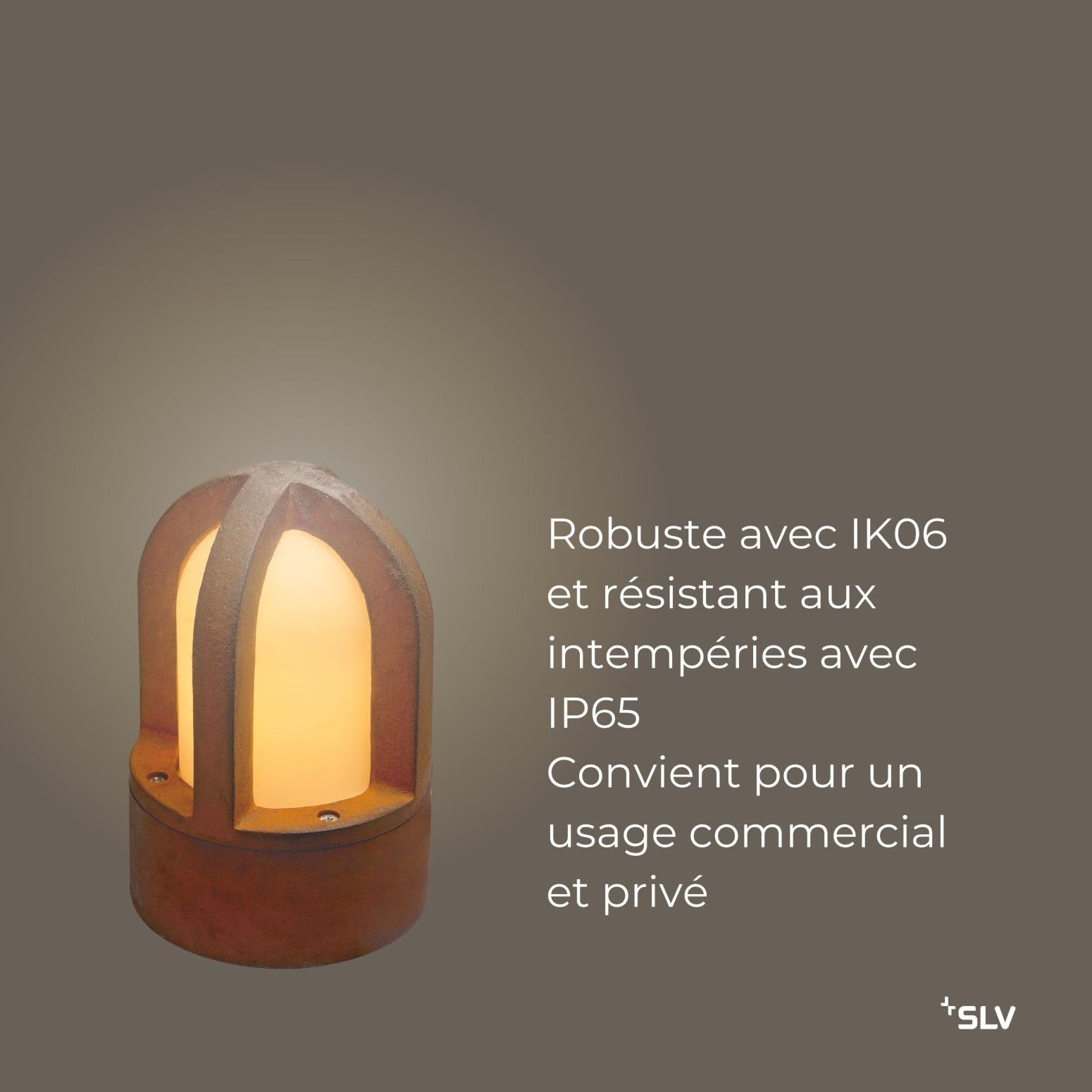 SLV RUSTY CONE 24 lampe sur pied extérieure E14 acier rouillé FeCSi IP54 Ø15cm H24cm – éclairage décoratif pour jardin, terrasse, allées – style unique, ampoule non incluse