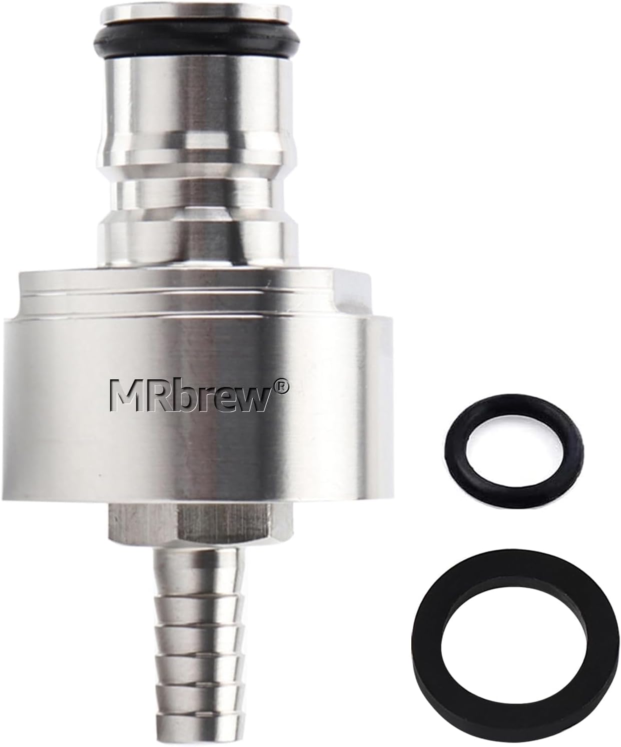 MRbrew Stainless Steel Carbonation Cap, Ball Lock Keg Post 5/16'' Beer Line Nipple Barb & CO2 Coupling for Soda Drink, PET Bottles Counter Pressure Bottle Filling Cap with Gasket & O-Rings