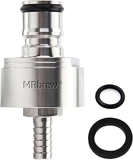 MRbrew Stainless Steel Carbonation Cap, Ball Lock Keg Post 5/16'' Beer Line Nipple Barb & CO2 Coupling for Soda Drink, PET Bottles Counter Pressure Bottle Filling Cap with Gasket & O-Rings