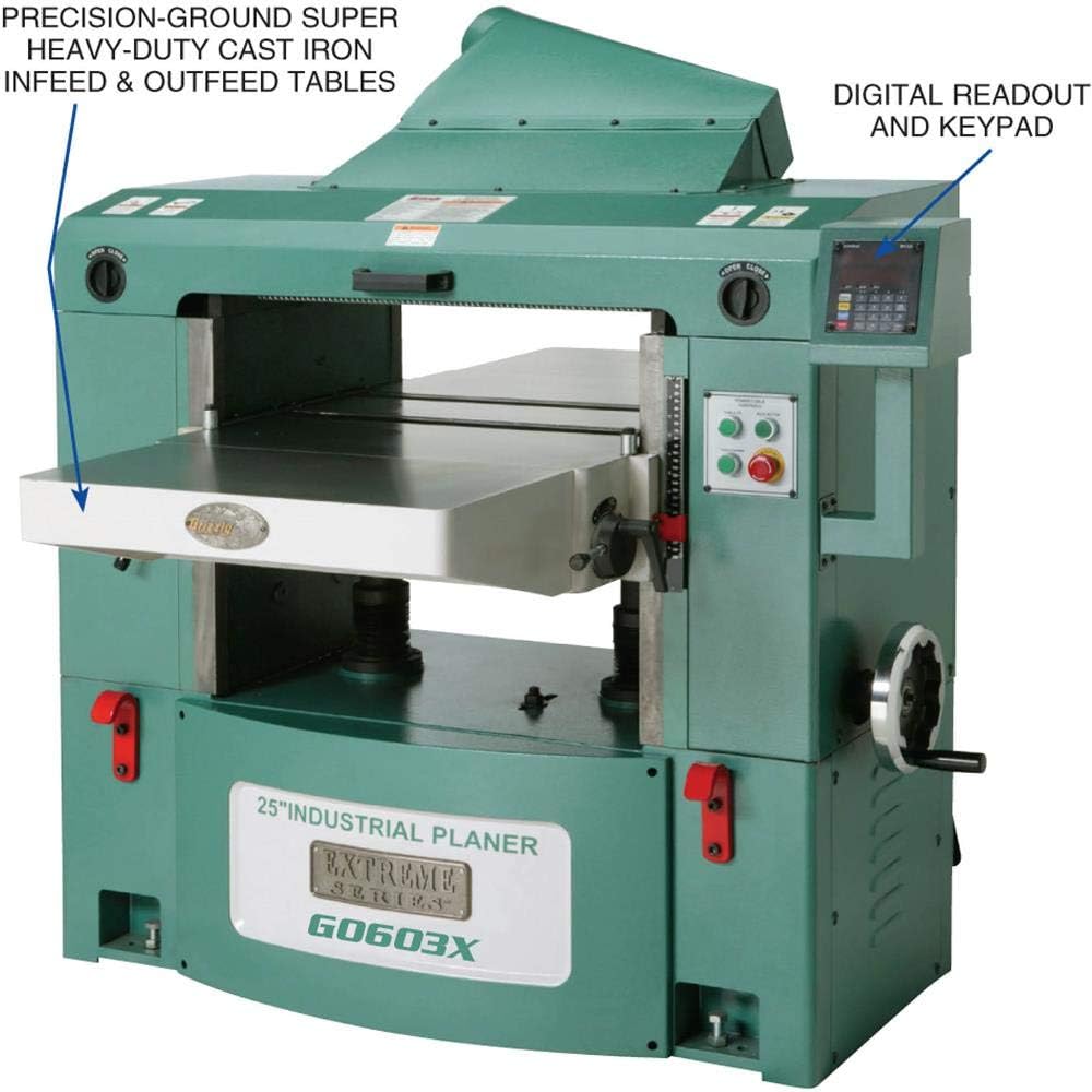Grizzly Industrial G0603X - 25" 15 HP 3-Phase Extreme-Series Planer w/Helical Cutterhead