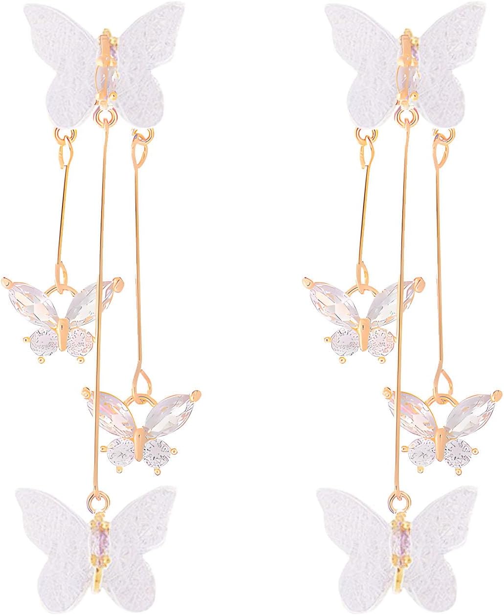 Butterfly Earrings for Women Sparkle Crystal Rhinestone Purple Butterfly Dangle Drop Earrings Long Crystal Butterfly Tassel Earrings Purple Earrings Wedding Jewelry for Singer Fans Costume Outfits Gifts