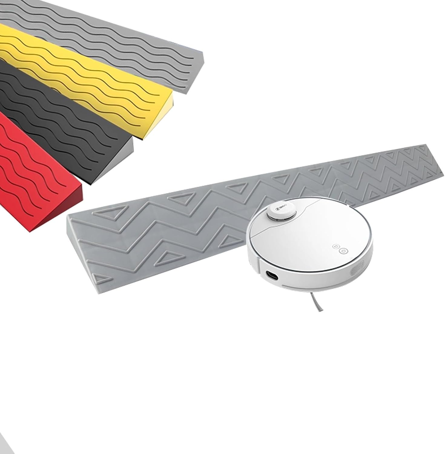 Indoor Threshold Ramps, Non-Slip Plastic Threshold Ramp for Wheelchairs Vacuum Robots and Pet Stairs - Durable Grey Ramp for Easy Access in Bathrooms and Homes