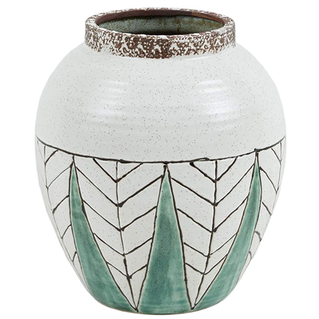 Vase en céramique blanc pour meuble TV et salon élégant 25x25x30cm