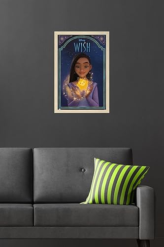 Miniatura 48 de Trends International Disney Wish - Póster de pared de Asha & Star, 22.4 pulgadas de largo x 14.7 pulgadas, versión enmarcada en oro