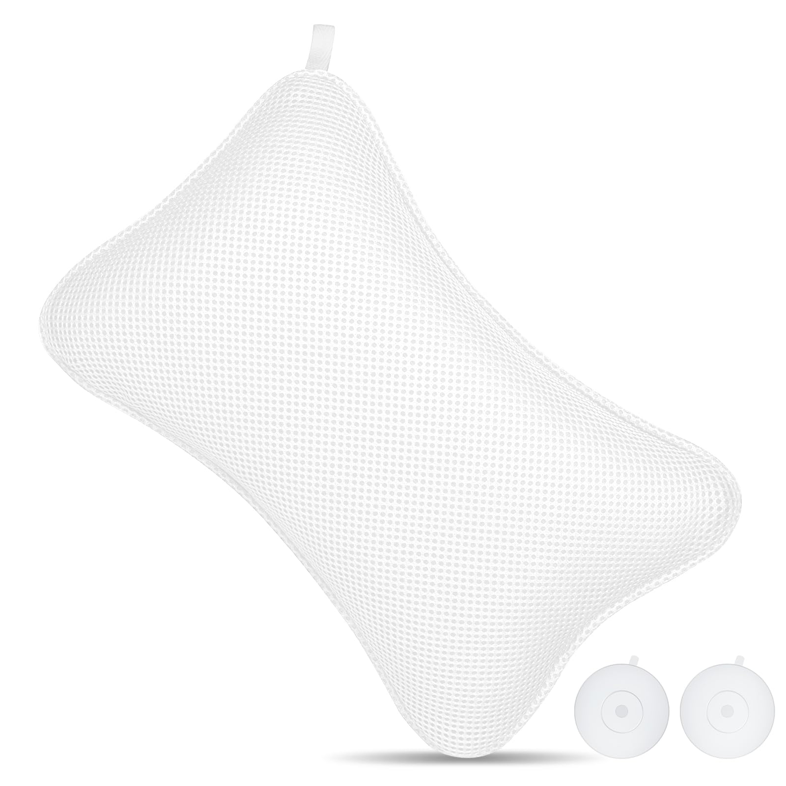 Flintronic Bath Pillow, Luxury Bath Bathtub Pillow for Head, Neck, Shoulder and Back Support, Ergonomic Breathable Mesh SPA Tub Pillow, Fits all Bathtub (White)