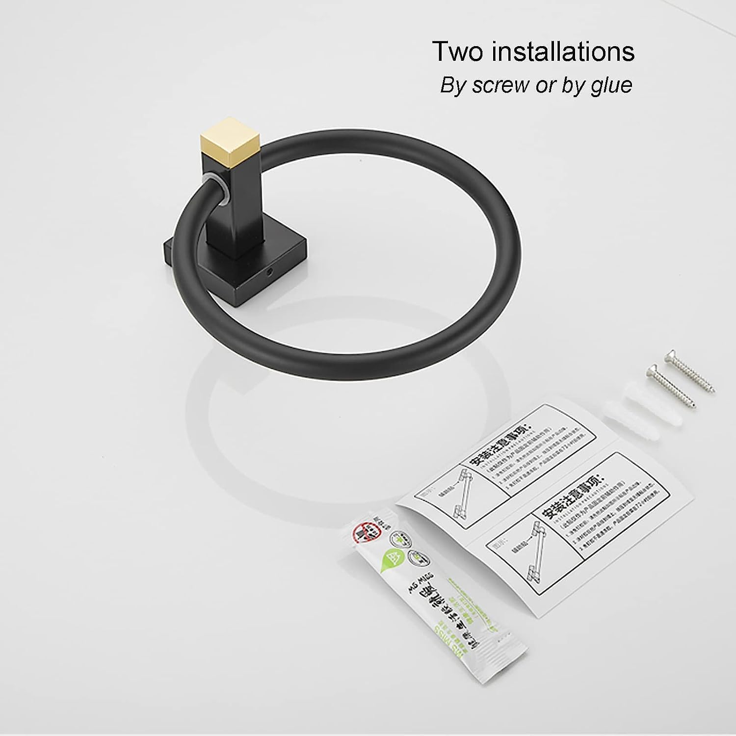 Towel Ring Towel Holder Bathroom Round Hand Towel Ring Wall Mounted Hanging Towel Hanger with Fixing Accessories, Aviation Aluminum