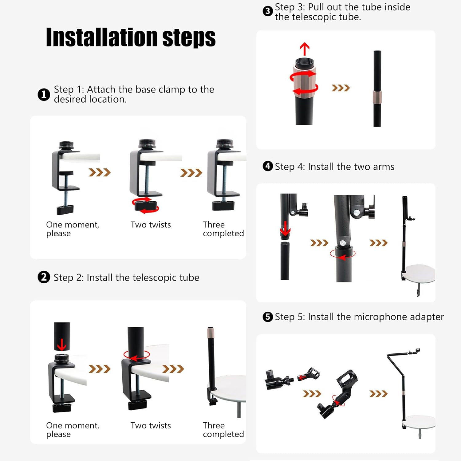 コンパクトなデスクマウントマイクアーム回転アルミニウムビルド生放送および在宅勤務用ダブルスレッド合意ブームアーム
