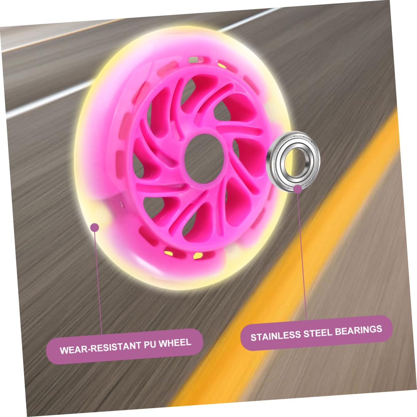 GALPADA Ruedas de Repuesto Luces Led de Pu Rosa para Patinete Eléctrico Alta Elasticidad y Resistencia al Desgaste, Ideales para Uso en Exteriores Casa
