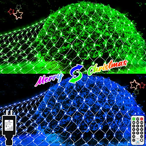 Christmas Net Lights Easy Install & 11 Modes Remote Plug in Dual Color Net Lights Waterproof 200 LED Net Lights Outdoor Mesh Lights for Bushes Christmas Holiday Wedding Party Thanksgiving Decorations