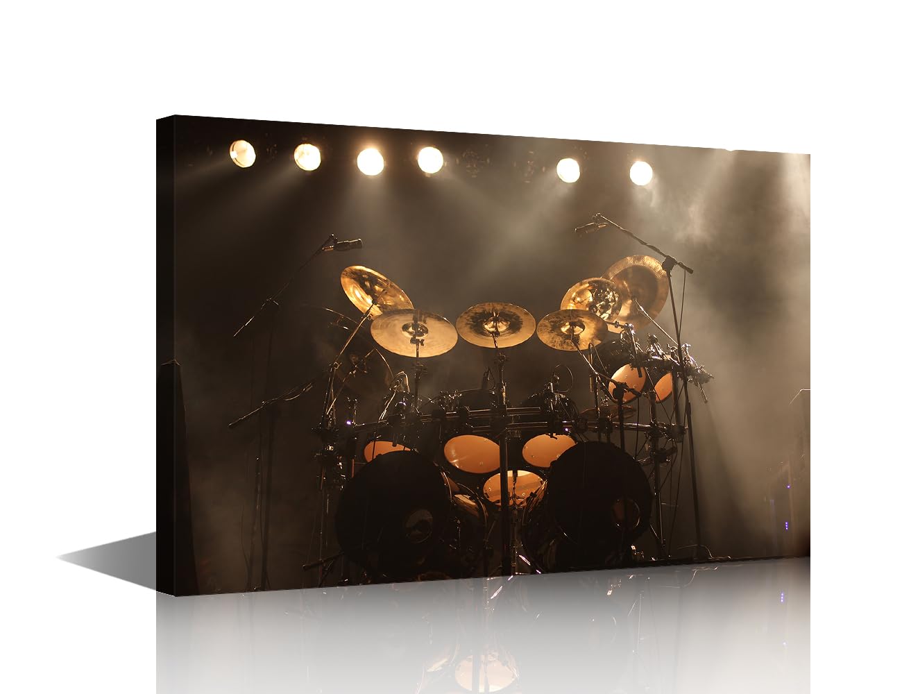 TISHIRON Bedroom Wall Decor Set of Drums on Stage Wall Art Musical Instruments Home Decor Drum Kit Wall Art for Living Room Bedroom Decor 1 Piece Artwork Framed Ready to Hang (12''Wx 18''H)