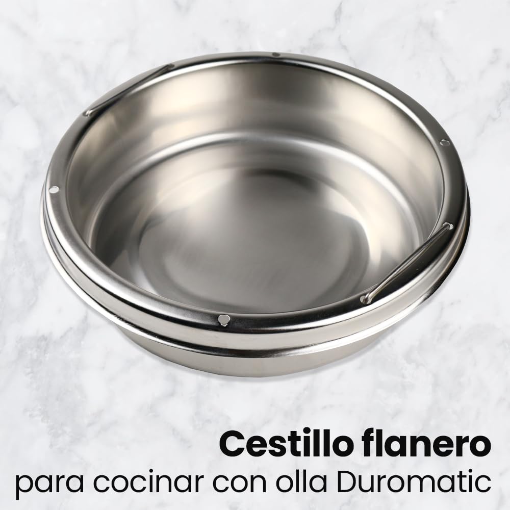 ANAKEL HOME Cestillo de Acero Inoxidable para Cocinar en Olla a Presión Compatible con Duromatic de 24cm | Cesto para Cocinar al Vapor Apto para Lavavajillas