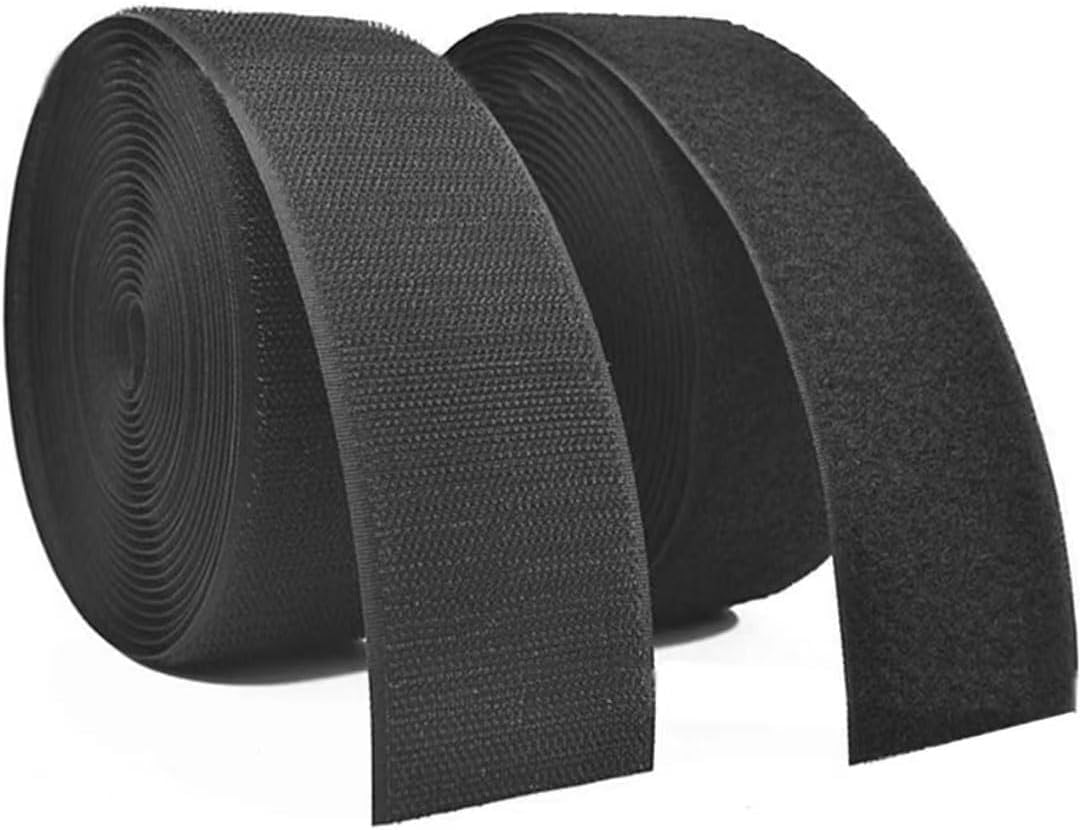 YING SI CHUANG WEI 1 Inch x 30 Feet Black Sew on Hook and Loop Tape Set Non-Adhesive Style Sewing Fasteners, 25MM x 10Yards, 20230611-2