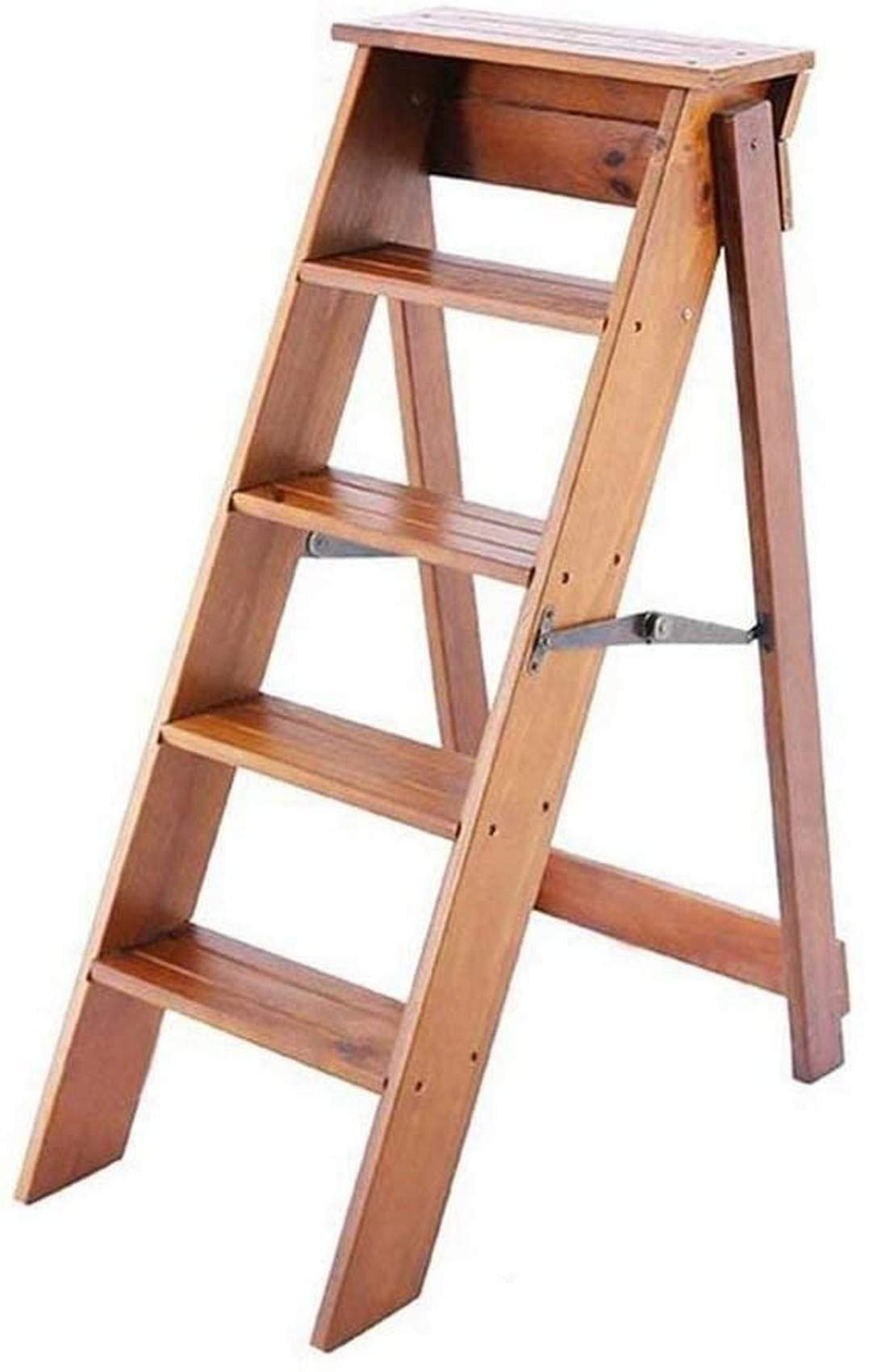 Escabeau en bois pliant gain de place pour étagères hautes