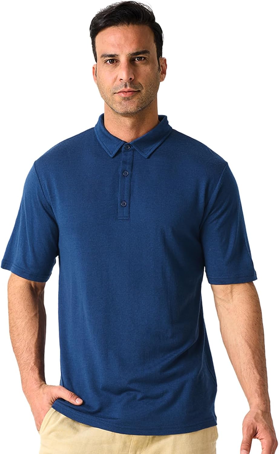 Merino Protect 100% Merino Wool Polo Shirts Mens Anti-Odor Short Sleeve Moisture Wicking Base Layer for Travel