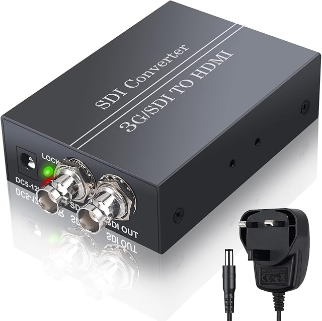 SDI to HDMI Converter,eSynic Professional SDI to HDMI Adapter SDI Loop Out Converter SDI in HDMI Output Support 3G-SDI HD-SDI SD-SDI to HDMI Stereo Audio De-embedder for Monitor Audio Video etc