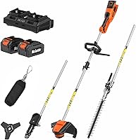 Maxlander 40V Cordless 4-in-1 Weed Wacker: String Trimmer, Edger, Pole Saw, Hedge Trimmer, Brush Cutter + 2x20V 4Ah Batteries